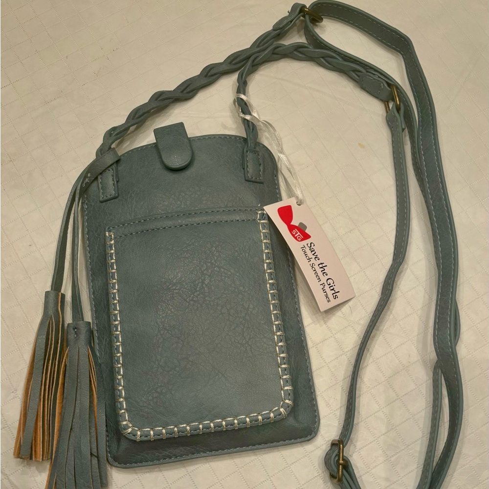 CLEARANCE!Save The Girls Free Spirit Bella Blue Crossbody touch screen crossbody